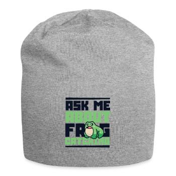 Ask Me About Frog Catching Tadpole Toad - Jersey Beanie - heather grey - Front