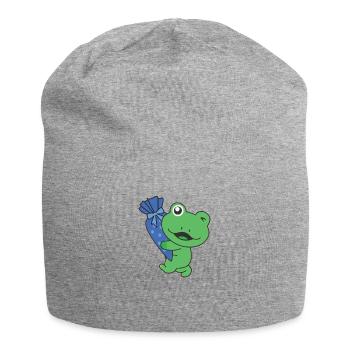 bye bye kindergarten hello school frog - Jersey Beanie - heather grey - Front