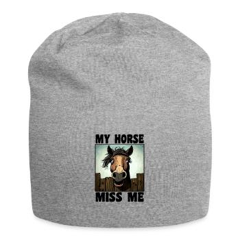 Funny Horse Saying - Jersey Beanie - heather grey - Front