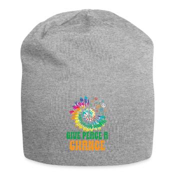 Hippie Peace Sign Peace Flowers Flower Child - Jersey Beanie - heather grey - Front