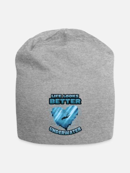 Das Leben Sieht Unter Wasser Besser Aus, Tauchen - Jersey-Beanie - Grau meliert