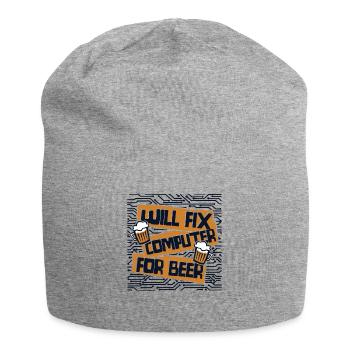 Will Fix Computer For Beer IT Operations Admin - Jersey Beanie - heather grey - Front