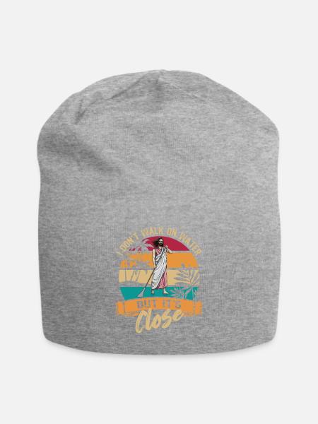 I don t walk on water but it s close - Jesus - SUP - Jersey-Beanie - Grau meliert