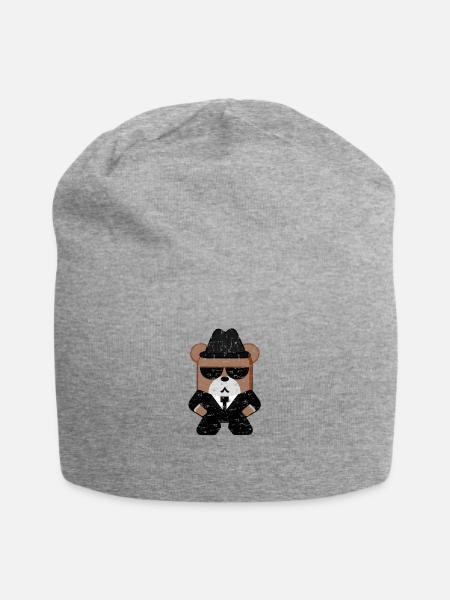 Bär Braunbär Mafia Gangster - Jersey-Beanie - Grau meliert