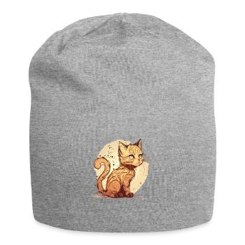 Cat in comic style - Jersey Beanie - heather grey - Front