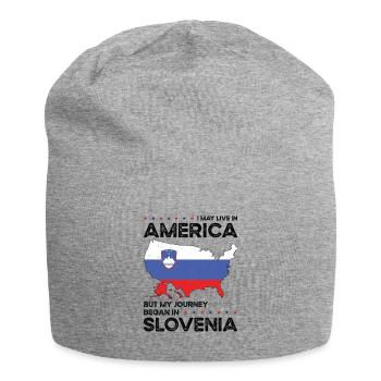 Geboren slowenisch Slowenien amerikanisch USA - Jersey-Beanie - Grau meliert - Vorne