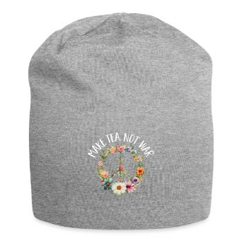 Hippie Peace Sign Peace Flowers Flower Child - Jersey Beanie - heather grey - Front