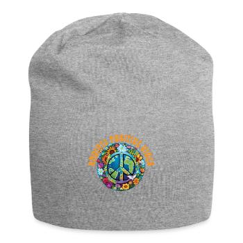 Hippie Peace Sign Peace Flowers Flower Child - Jersey Beanie - heather grey - Front