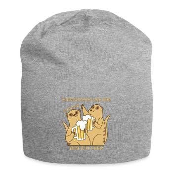 Erdmännchen und Bier darum bin ich hier - Jersey-Beanie - Grau meliert - Vorne