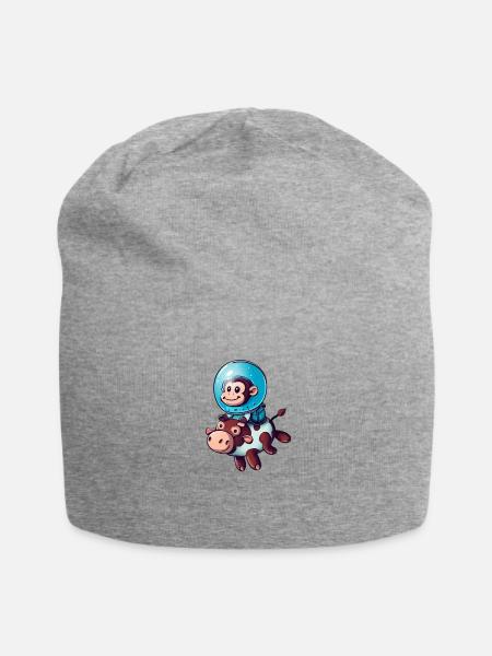 Singe sur Cow Rocket Shake Astronaute Cosmonaute - Bonnet en jersey - gris chiné