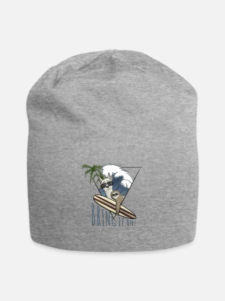 Bring it on Lama & Faultier Surf Art Lifestyle Fun - Jersey-Beanie - Grau meliert