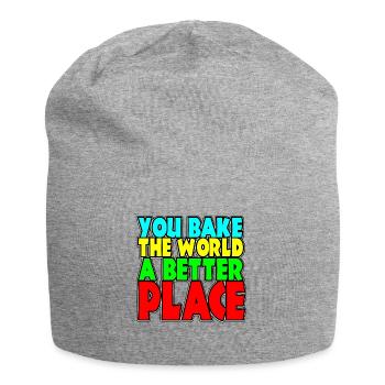 you bake the world a better place - Bonnet en jersey - gris chiné - Devant