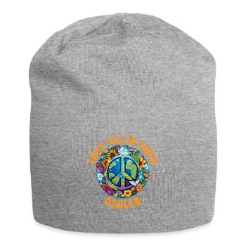 Hippie Peace Sign Peace Flowers Flower Child - Jersey Beanie - heather grey - Front