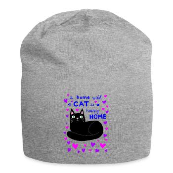 Katze Katzenbesitzer Katzenliebhaber Katzenfan - Jersey-Beanie - Grau meliert - Vorne