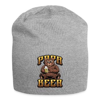 Daddy beer, teddy bear drinks beer - Jersey Beanie - heather grey - Front