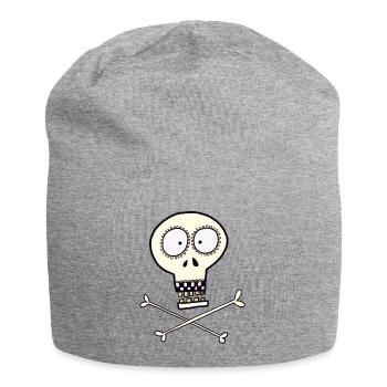 Calavera - mexikanischer Totenkopf - Jersey-Beanie - Grau meliert - Vorne