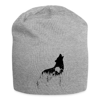 Wolf Silhouette - Artenschutz - Lebensraum - Jersey-Beanie - Grau meliert - Vorne