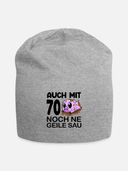 70 Jahre Geburtstag - Jersey-Beanie - Grau meliert