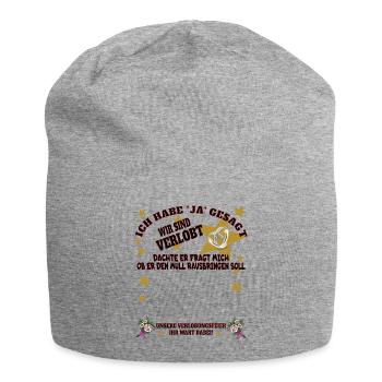 Hochzeit Zubehör Geschenkidee - Jersey-Beanie - Grau meliert - Vorne