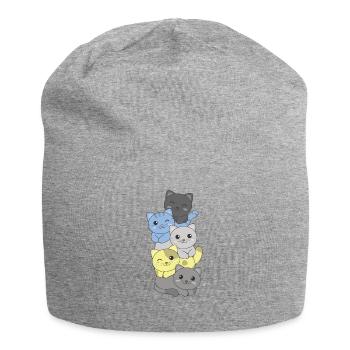 Periboy Flag Pride LGBTQ Cute Cat Stack - Jersey Beanie - heather grey - Front