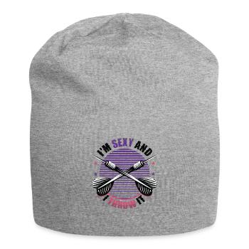 Je suis sexy et je lance une fléchette - Bonnet en jersey - gris chiné - Devant