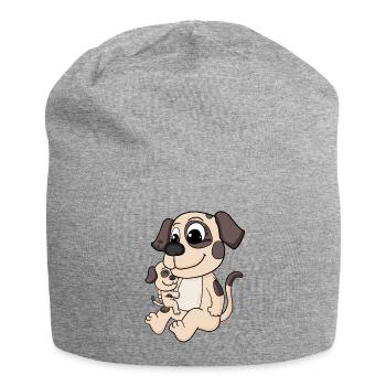 Famille de chiens - Chien avec bébé - Bonnet en jersey - gris chiné - Devant