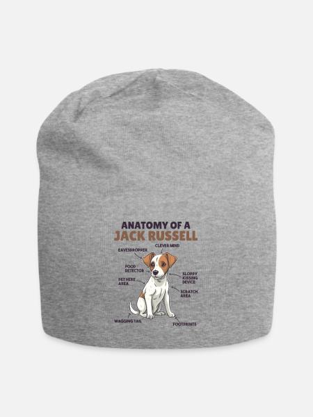 Hunde Erklärung Anatomy eines Jack Russell - Jersey-Beanie - Grau meliert