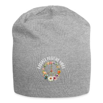 Hippie Peace Zeichen Frieden Blumen Blumenkind - Jersey-Beanie - Grau meliert - Vorne