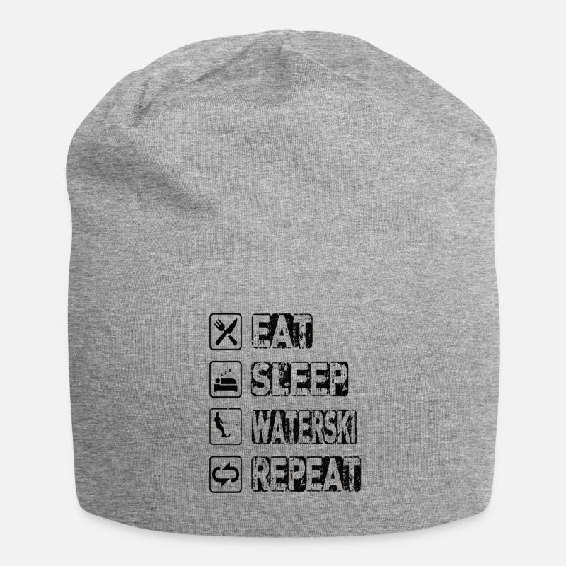 Eat Sleep Waterski Repeat - Jersey-Beanie - Grau meliert