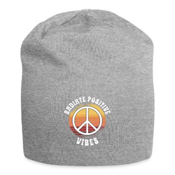 Hippie Peace Zeichen Frieden Blumen Blumenkind - Jersey-Beanie - Grau meliert - Vorne