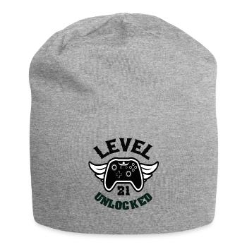 Level 21 Unlocked 21 Geburtstag - Jersey-Beanie - Grau meliert - Vorne