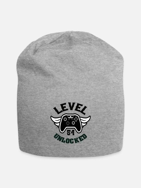Niveau 54 Débloqué 54 Anniversaire - Bonnet en jersey - gris chiné
