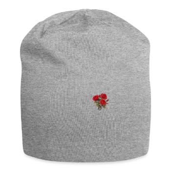3 Rote Rosen Lover Patch Neuheit Vintage Blumen - Jersey-Beanie - Grau meliert - Vorne