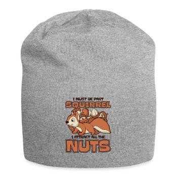 I Attract All The Nuts Squirrel Fox Squirrel - Jersey Beanie - heather grey - Front