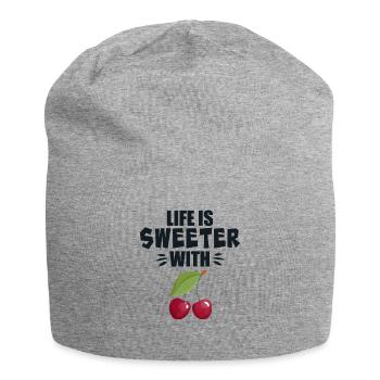 Life Is Sweeter With Cherry - Jersey Beanie - heather grey - Front