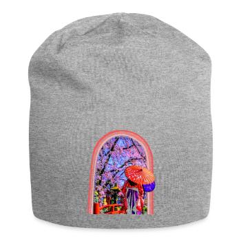 Cherry Blossom Shirt, Japanese Woodblock Art - Jersey Beanie - heather grey - Front
