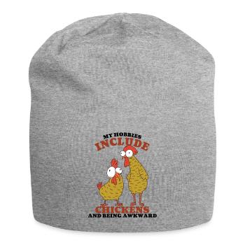 Verrückte Hühnerfarmerin Hen Lustig - Jersey-Beanie - Grau meliert - Vorne
