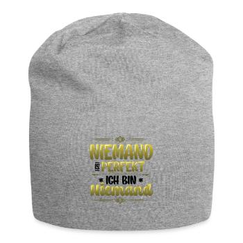 Niemand Ist Perfekt, Ich Bin Niemand, Eingebildet - Jersey-Beanie - Grau meliert - Vorne