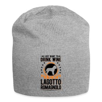 Lagotto Romagnolo et vin - Bonnet en jersey - gris chiné - Devant