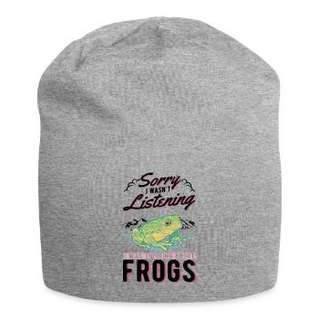 Frosch Geschenk Laubfrosch - Jersey-Beanie - Grau meliert - Vorne