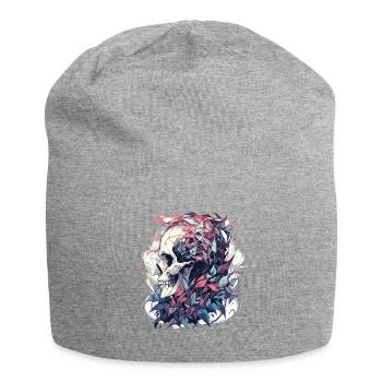 Totenkopf - Jersey-Beanie - Grau meliert - Vorne