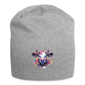 Vache Tête de vache Audacieuse Agriculture Veau - Bonnet en jersey - gris chiné - Devant