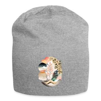 Japandi egg, rundes Design im japandi Style - Jersey-Beanie - Grau meliert - Vorne