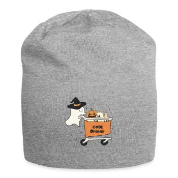 Halloween Ghost with Shopping Cart Code Orange - Jersey Beanie - heather grey - Front