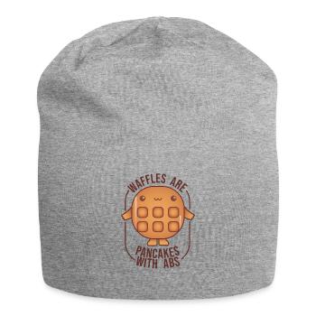 Lustiger Spruch - Les gaufres sont des crêpes avec des abdos - Bonnet en jersey - gris chiné - Devant