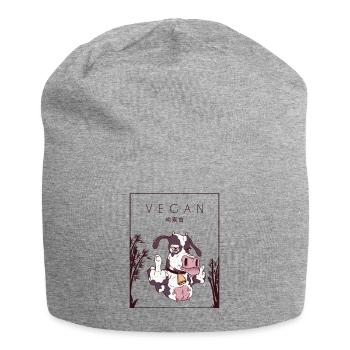 Vegan chinois Hanzi végétalien - Bonnet en jersey - gris chiné - Devant