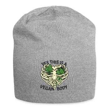 Ja, das ist ein veganer Körper auf pflanzlicher Basis Vegan - Jersey-Beanie - Grau meliert - Vorne