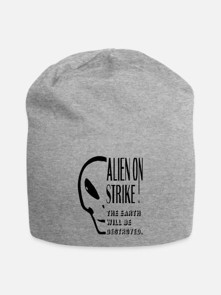 Alien Kopf Streik Sprüche Ufo Klima Umwelt Shirt - Jersey-Beanie - Grau meliert