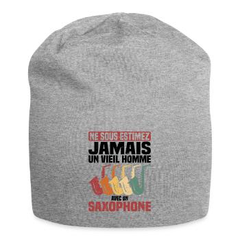 Un vieil homme avec un saxophone - Bonnet en jersey - gris chiné - Devant