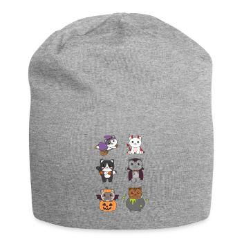 Cat Halloween Devil Pumpkin Vampire Costume - Jersey Beanie - heather grey - Front